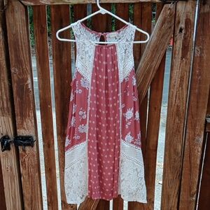 Boho Pink and White Sleeveless Dress